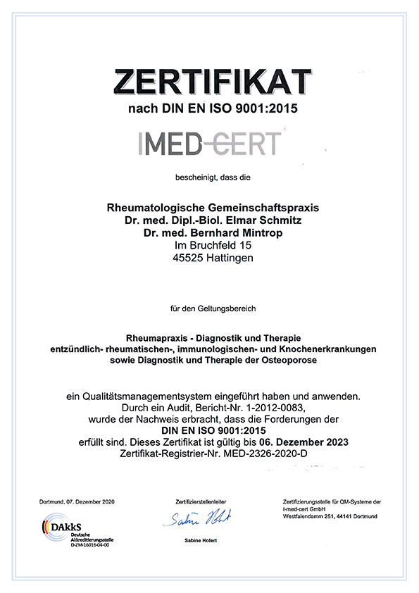 QM Zertifikat DIN EN ISO 9001 2015
